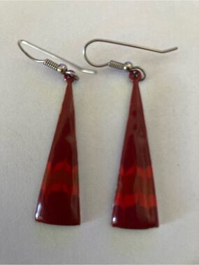 Vintage Enamel Two-Tone Dangle Earrings - Stamped Pisces